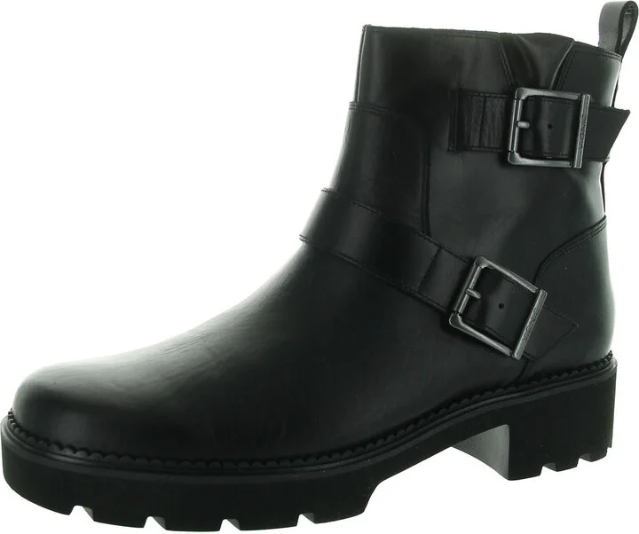 Womens Buckle Leather Booties