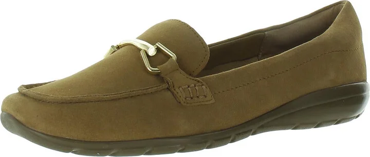 Womens Buckle Leather Flat Shoes
