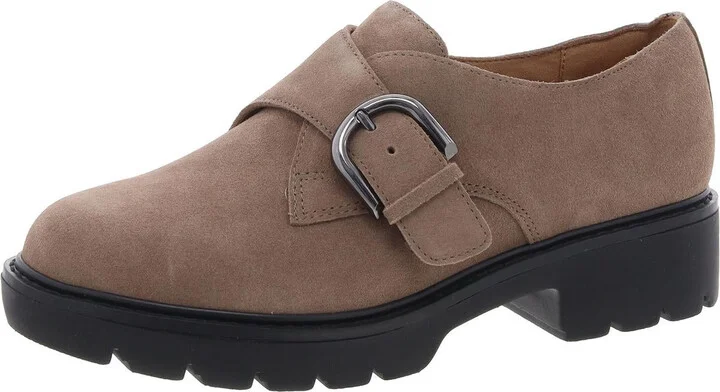 Womens Buckle Leather Loafer Heels