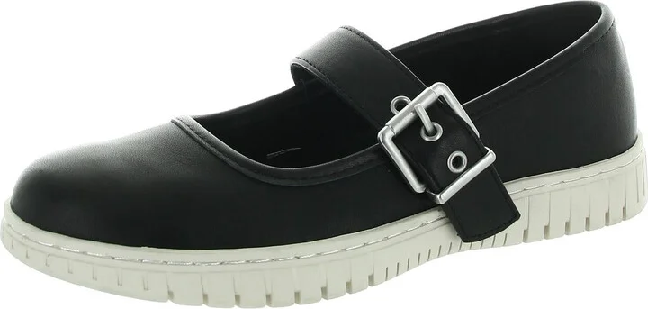 Womens Buckle Leather Mary Janes