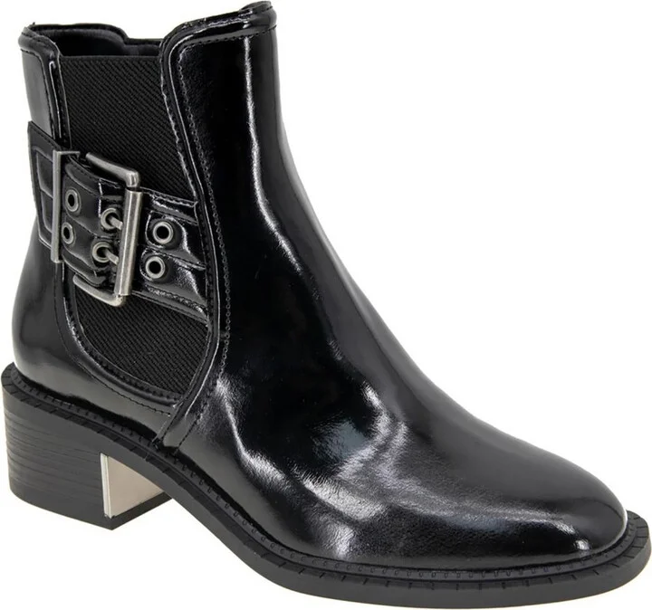 Womens Buckle Man Made Motorcycle Boots