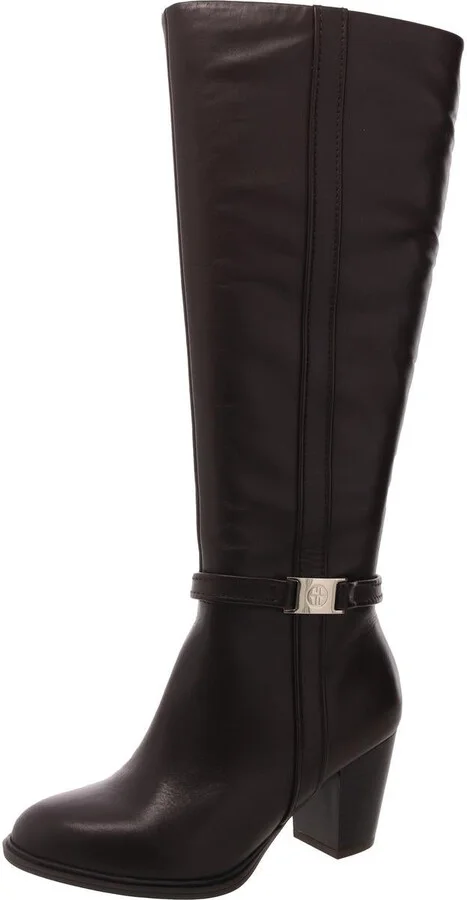 Womens Buckle Manmade Loafer Heels