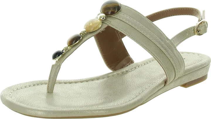 Womens Buckle Manmade Slingback Heels