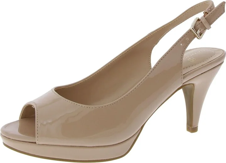 Womens Buckle Manmade Slingback Heels