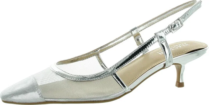 Womens Buckle Mesh Slingback Heels