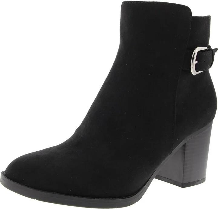 Womens Buckle Microfiber Ankle Boots