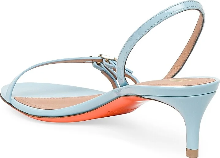Women's Buckle Patent Leather Sandals - Light Blue - Size 6 - Image 4