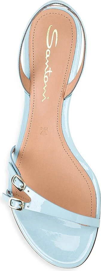 Women's Buckle Patent Leather Sandals - Light Blue - Size 6 - Image 5