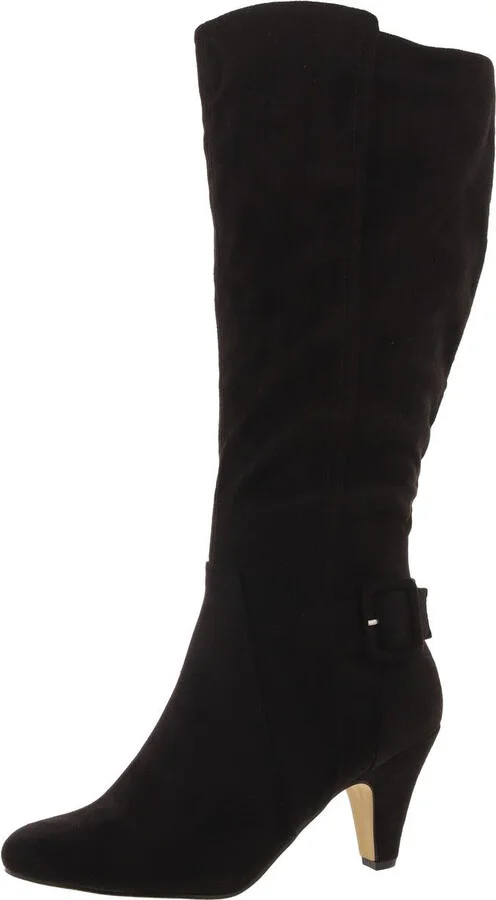 Womens Buckle Round Toe Knee-High Boots