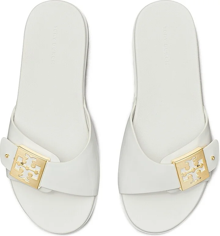Women's Buckle Slides - White - Size 10 Sandals - Image 3