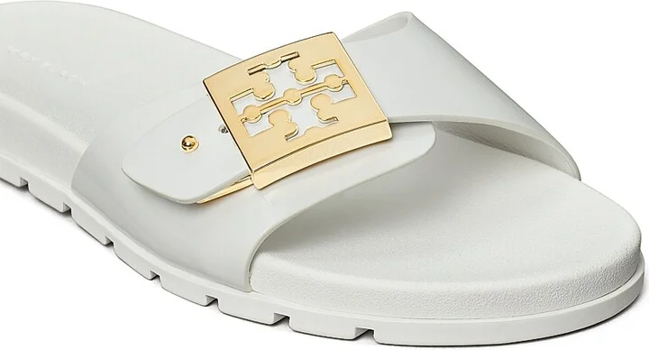 Women's Buckle Slides - White - Size 10 Sandals - Image 4