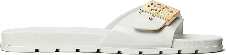 Women's Buckle Slides - White - Size 10 Sandals