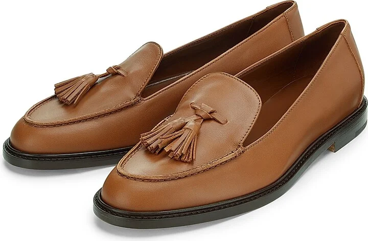 Women's Bucky Tassel Leather Loafers - Medium Brown - Size 6 - Image 2