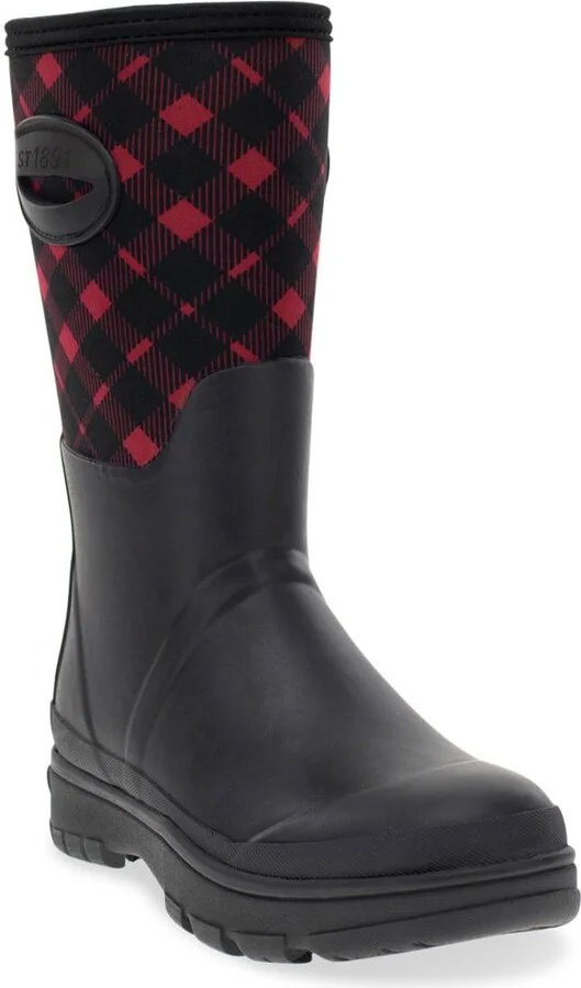 Womens Buffalo Check Neoprene Mid Cold Weather Boot - Image 2