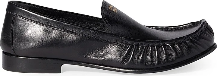 Women's Buffalo Leather Loafers - Black - Size 7