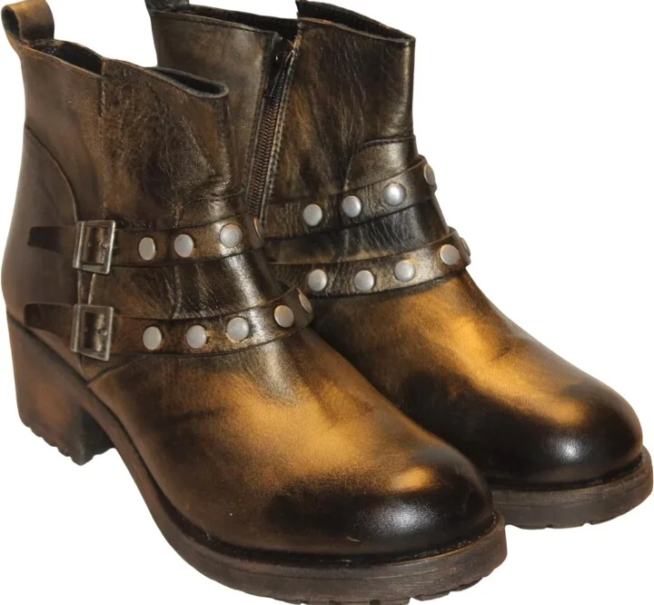 Women's Buffalo Moto Boots In Metallic Gold