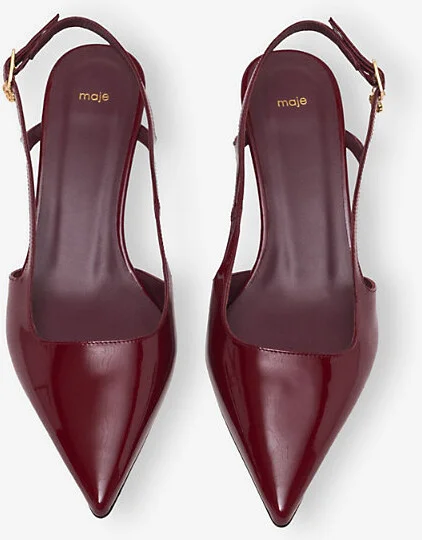 Womens Burgundy Clover-Charm Patent-Leather Slingback Courts Eur 41 / 8 Uk Women - Image 2