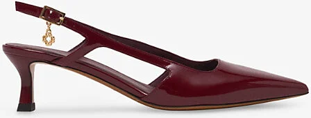 Womens Burgundy Clover-Charm Patent-Leather Slingback Courts Eur 41 / 8 Uk Women