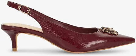 Womens Burgundy Leather Content Bug-Embellished Leather Slingback Courts Eur 36 / 3 Uk Women