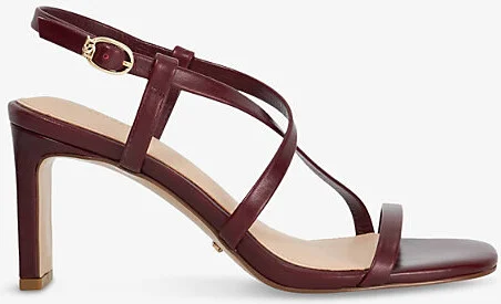 Womens Burgundy Leather Motivated T Leather Heeled Sandals Eur 39 / 6 Uk Women