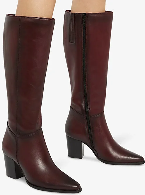 Womens Burgundy Leather Silahs Western Knee-High Leather Boots Eur 38/5 Uk Women - Image 2