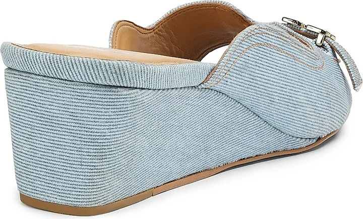 Women's Butterfly Wedge Denim Mule Sandals - Niagara Mist - Size 6 - Image 3