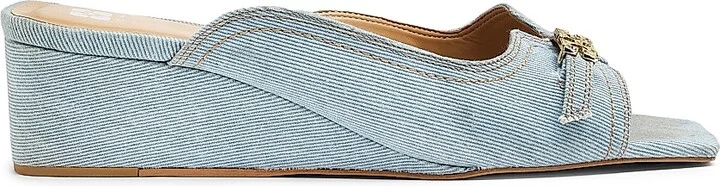 Women's Butterfly Wedge Denim Mule Sandals - Niagara Mist - Size 6