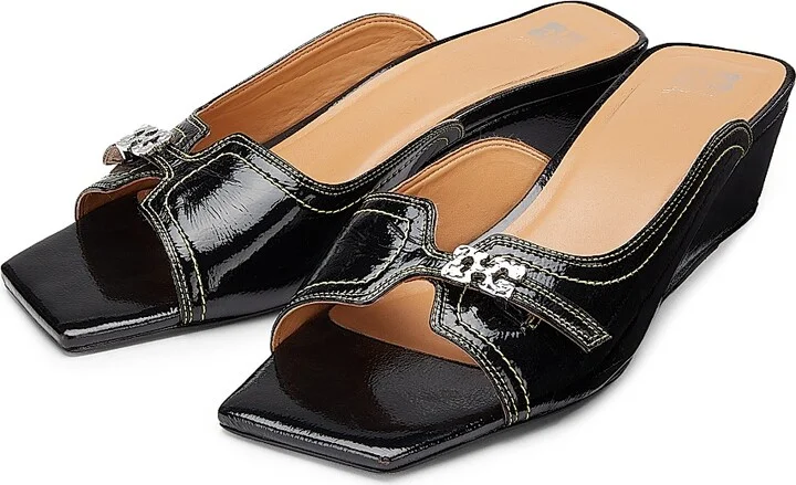 Women's Butterfly Wedge Mule Sandals - Black - Size 5 - Image 2