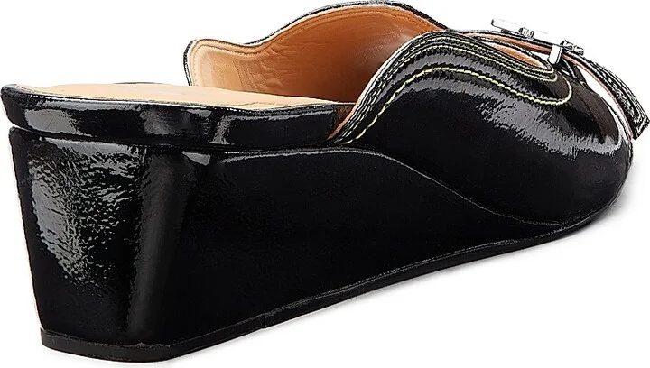 Women's Butterfly Wedge Mule Sandals - Black - Size 5 - Image 3
