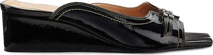 Women's Butterfly Wedge Mule Sandals - Black - Size 5