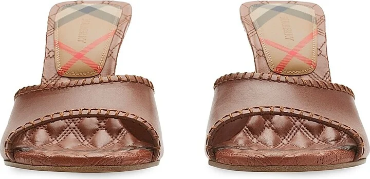 Women's Cabana Leather 90MM Stiletto Mules - Chestnut - Size 6 - Image 2