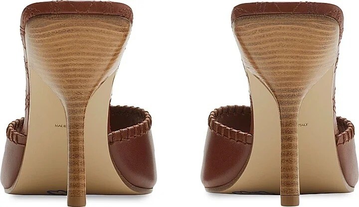 Women's Cabana Leather 90MM Stiletto Mules - Chestnut - Size 6 - Image 3