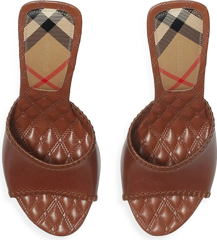 Women's Cabana Leather 90MM Stiletto Mules - Chestnut - Size 6 - Image 4