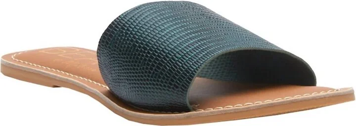 Women's Cabana Sandal In Emerald Lizard Leather