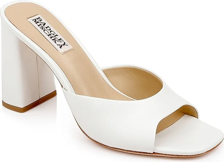 Women's Cadence 85MM Leather Block-Heel Mules - White - Size 5.5 - Image 2