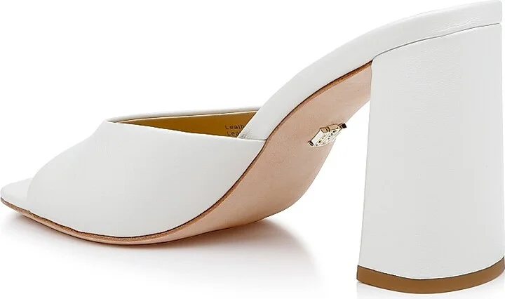 Women's Cadence 85MM Leather Block-Heel Mules - White - Size 5.5 - Image 3