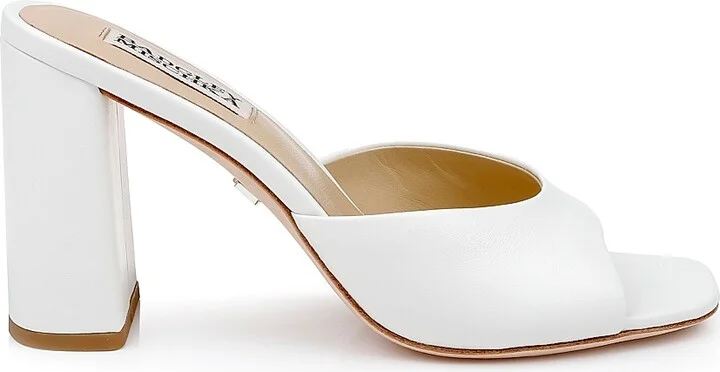 Women's Cadence 85MM Leather Block-Heel Mules - White - Size 5.5