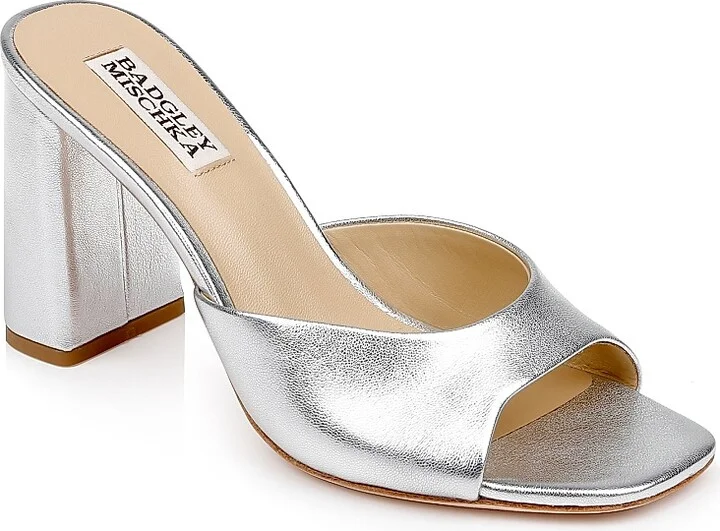 Women's Cadence Leather Mules - Silver - Size 5.5 - Image 2