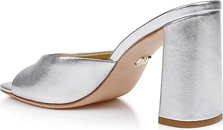 Women's Cadence Leather Mules - Silver - Size 5.5 - Image 3