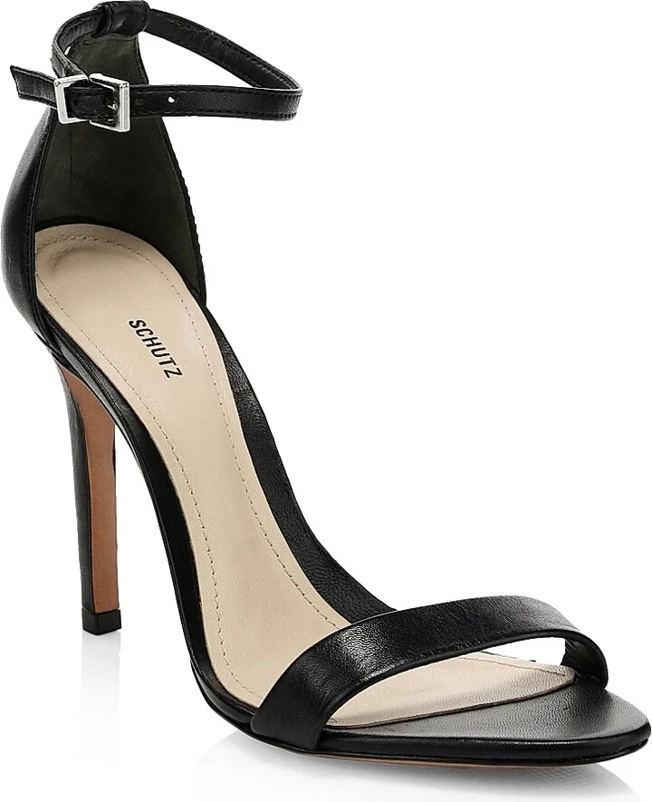 Women's Cadey-Lee Leather Ankle-Strap Sandals - Black - Size 5
