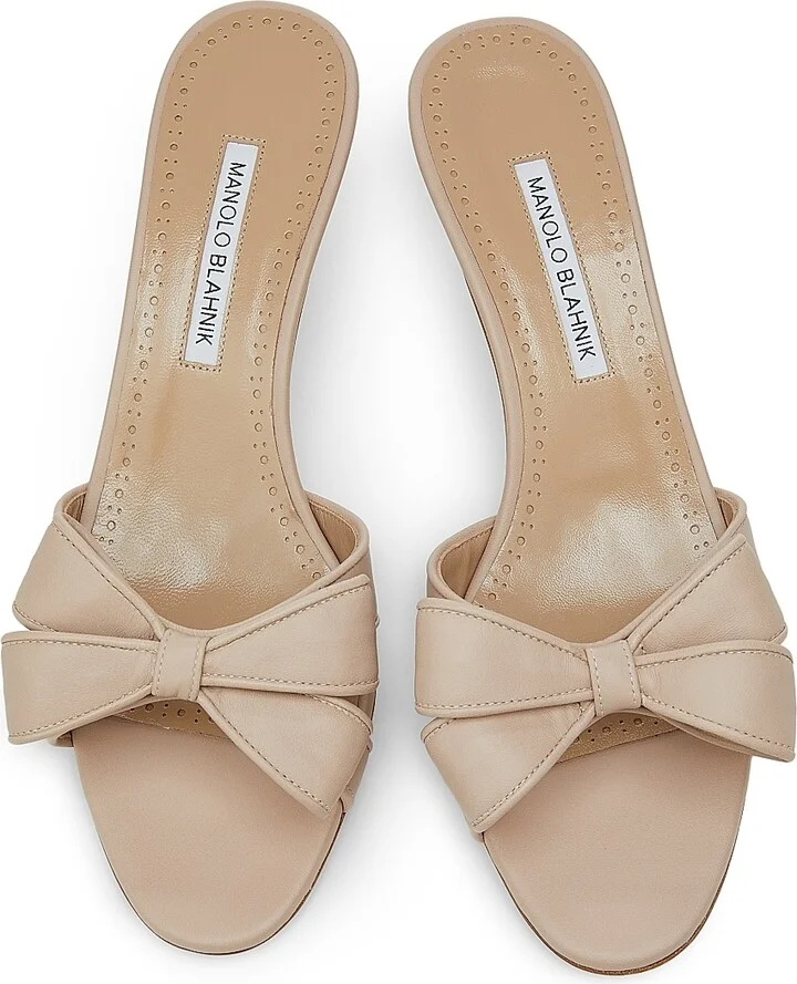 Women's Cafredda Bow-Detailed Leather Sandals - Beige - Size 11.5 - Image 4