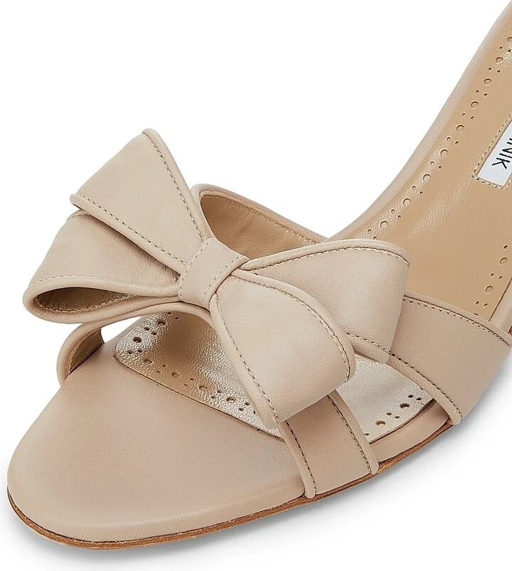 Women's Cafredda Bow-Detailed Leather Sandals - Beige - Size 11.5 - Image 5