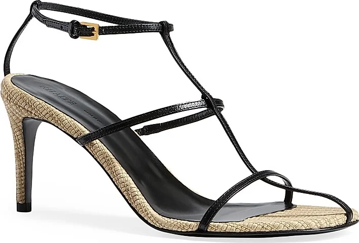 Women's Cage 75MM Leather Sandals - Black Natural - Size 6 - Image 2