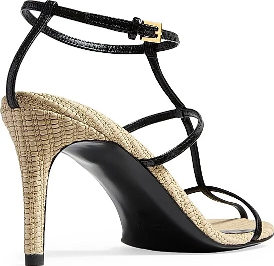 Women's Cage 75MM Leather Sandals - Black Natural - Size 6 - Image 3
