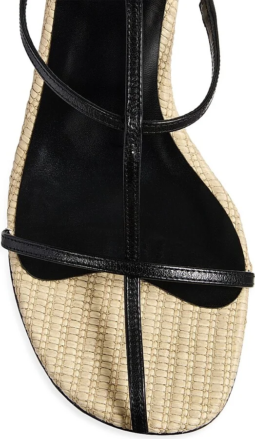 Women's Cage 75MM Leather Sandals - Black Natural - Size 6 - Image 4