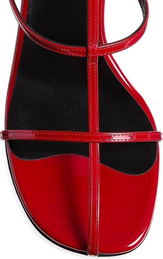 Women's Cage 75MM Patent Leather T-Strap Sandals - Black - Size 5.5 - Image 8