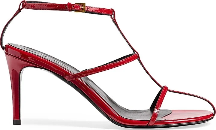 Women's Cage 75MM Patent Leather T-Strap Sandals - Black - Size 5.5 - Image 10