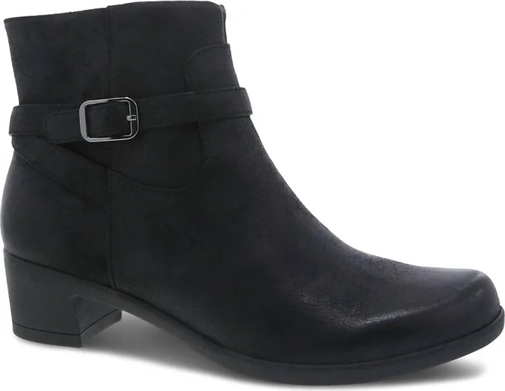 Women's Cagney Heeled Bootie - Medium Width In Black Burnished Suede