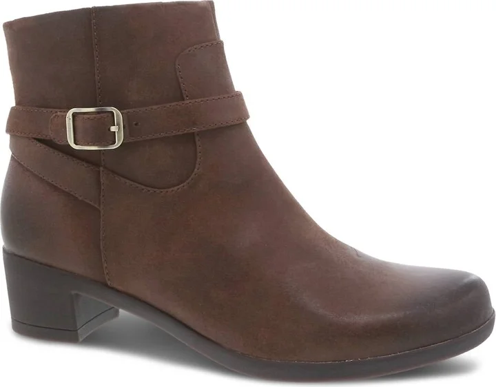 Women's Cagney Heeled Bootie - Medium Width In Brown Burnished Suede