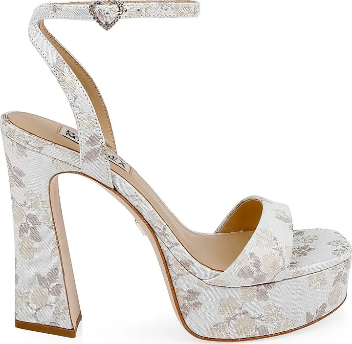 Women's Caia 120MM Jacquard Platform Sandals - Ivory Jacquard - Size 6